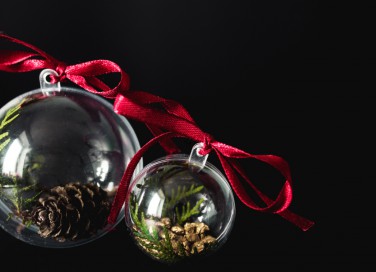 palline di natale trasparenti, decorare palline di natale, decorazioni natalizie con foglie