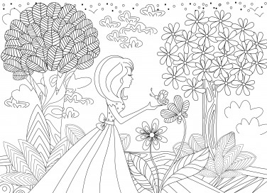 disegno paesaggio primaverile da colorare, disegno primavera da colorare, disegno paesaggio primaverile