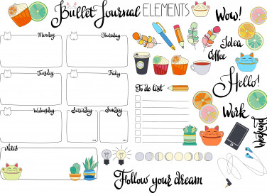 bullet journal idee da stampare, bullet journal