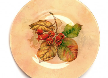 decorazioni autunno fai da te, piatto decoupage, decorazioni autunno decoupage