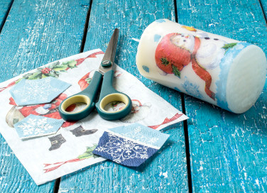 candele natalizie fai da te, candele decoupage, candele natale fai da te