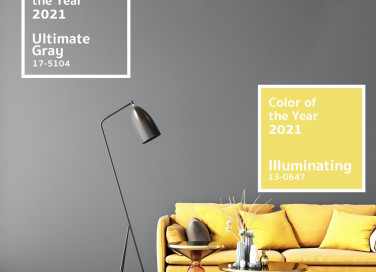Pantone colore 2021, giallo e grigio, casa