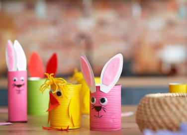 lavoretti pasqua barattoli latta, lavoretti pasqua, lavoretti barattoli latta