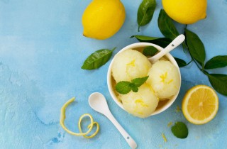 sorbetto, limone, panna
