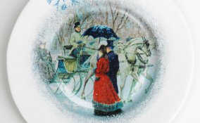 lavoretti creativi san valentino, piatto decorato decoupage, decoupage san valentino