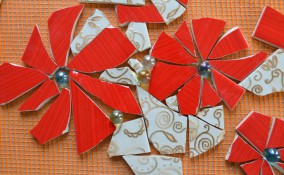 riciclare pezzi di ceramica, come fare mosaico