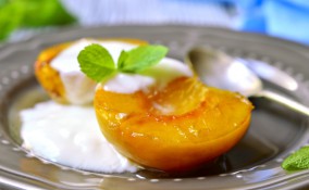 pesche caramellate, padella, ricetta veloce