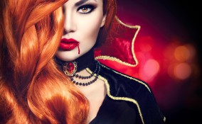trucco, halloween, vampira