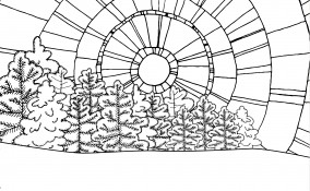 disegno paesaggio invernale, paesaggio invernale da colorare, disegni inverno 