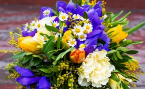 bouquet fiori con mimosa, bouquet con mimosa, mazzi fiori con mimosa, fiori festa delle donne