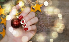 nail art, stella di Natale, decorazione Poinsettia