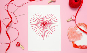 biglietto san valentino fai da te ricamo cartoncino, biglietto san valentino fai da te, ricamo cartoncino