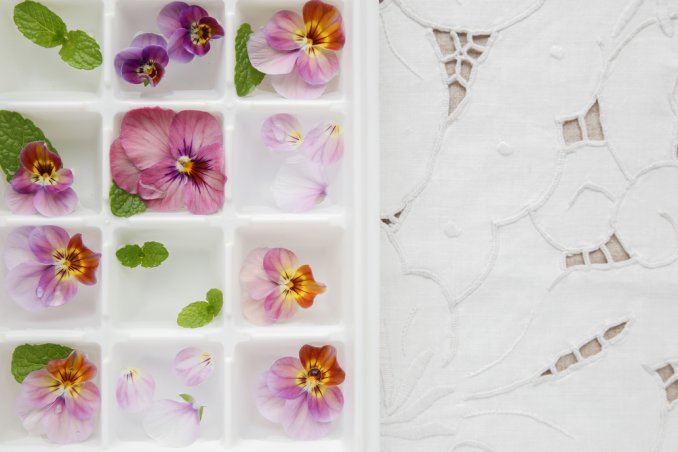 idee aperitivo estivo, cubetti ghiaccio fiori, cubetti ghiaccio frutta