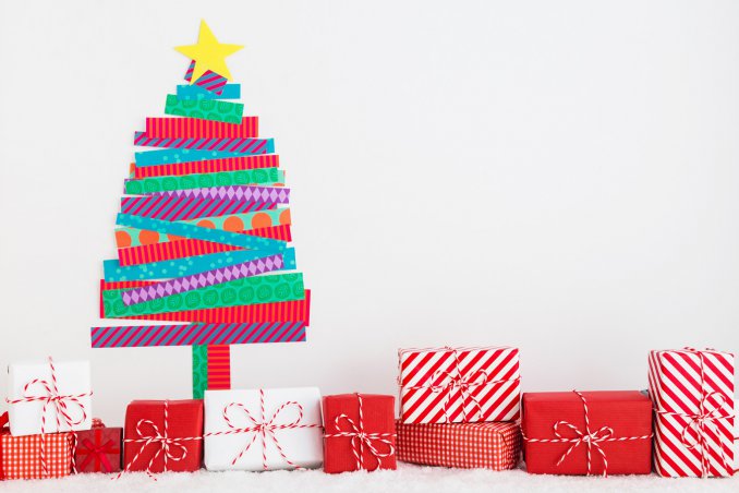 albero di natale a parete, albero di natale idee