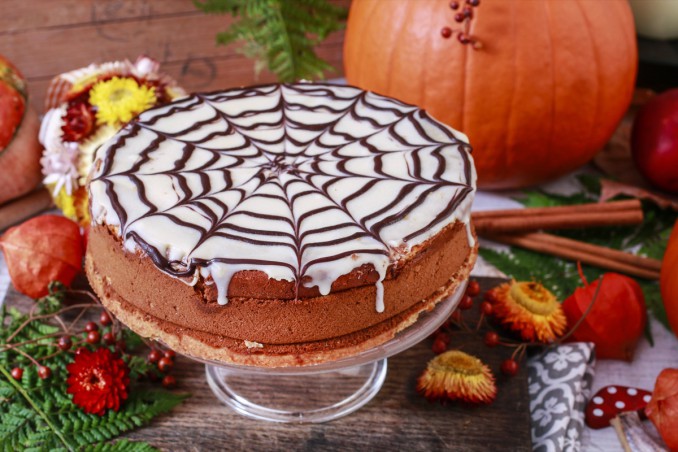 torta, halloween, ragnatela