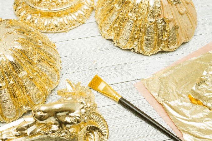 foglia oro decoupage, foglio oro come si usa 