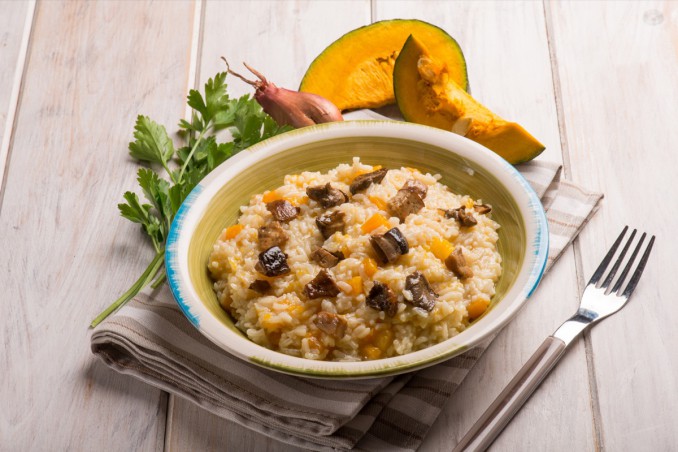 risotto, zucca, funghi
