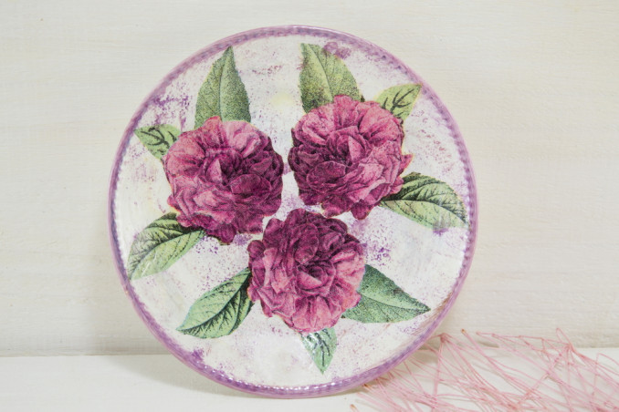 come decorare piatto vetro decoupage, piatto vetro decoupage, decoupage vetro
