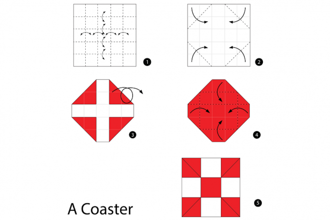 fare sottobicchieri origami
